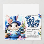 Wildflower Tea Party Boy Baby shower Kaart (Voorkant / Achterkant)