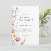 Wildflower Tea Party Bridal Shower Invitation Kaart (Staand voorkant)