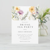 Wildflower Tea Party Bridal Shower Invitation Kaart (Staand voorkant)