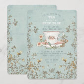 Wildflower Tea Party Bridal Shower Invitation Kaart (Voorkant / Achterkant)