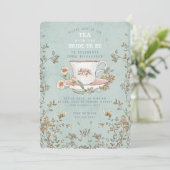 Wildflower Tea Party Bridal Shower Invitation Kaart (Staand voorkant)