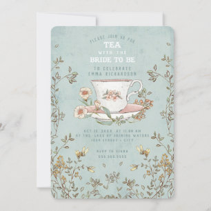 Wildflower Tea Party Bridal Shower Invitation Kaart
