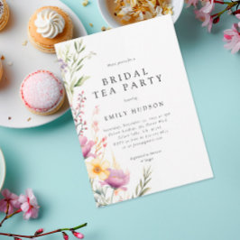 Wildflower Tea Party Bridal Shower Invitation Kaart