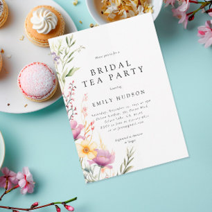 Wildflower Tea Party Bridal Shower Invitation Kaart