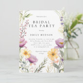 Wildflower Tea Party Bridal Shower Invitation Kaart (Staand voorkant)