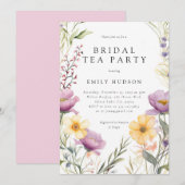 Wildflower Tea Party Bridal Shower Invitation Kaart (Voorkant / Achterkant)