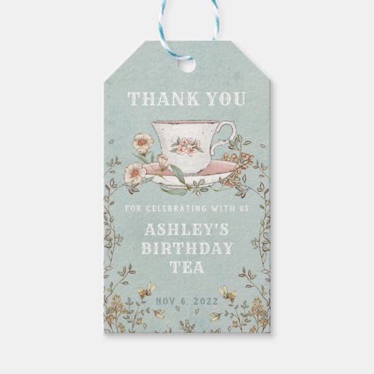 Wildflower Tea Party Dank je Labels Cadeaulabel (Voorkant)