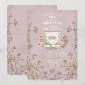 Wildflower Tea Party Dusty Roze Vrijgezellenfeest Kaart (Voorkant / Achterkant)