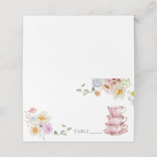 Wildflower Tea Party Naam Plaats Kaarten Plaatskaartje (Buitenkant ongevouwen)