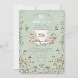 Wildflower Tea Party Sage Green Vrijgezellenfeest Kaart