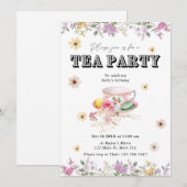 Wildflower Tea Party Uitnodiging voor verjaardag (Voorkant / Achterkant)