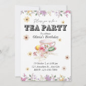 Wildflower Tea Party Uitnodiging voor verjaardag (Voorkant)
