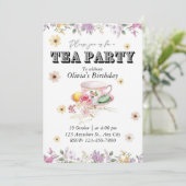 Wildflower Tea Party Uitnodiging voor verjaardag (Staand voorkant)