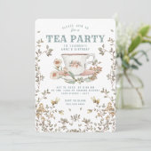 Wildflower Tea Party Uitnodiging voor verjaardag (Staand voorkant)