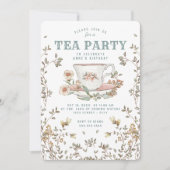 Wildflower Tea Party Uitnodiging voor verjaardag (Voorkant)