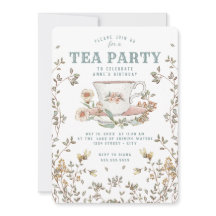 Wildflower Tea Party Uitnodiging voor verjaardag