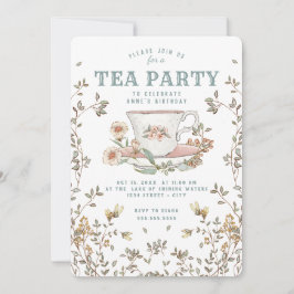 Wildflower Tea Party Uitnodiging voor verjaardag