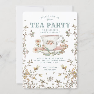 Wildflower Tea Party Uitnodiging voor verjaardag