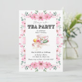 Wildflower Tea Party Uitnodiging voor verjaardag (Staand voorkant)