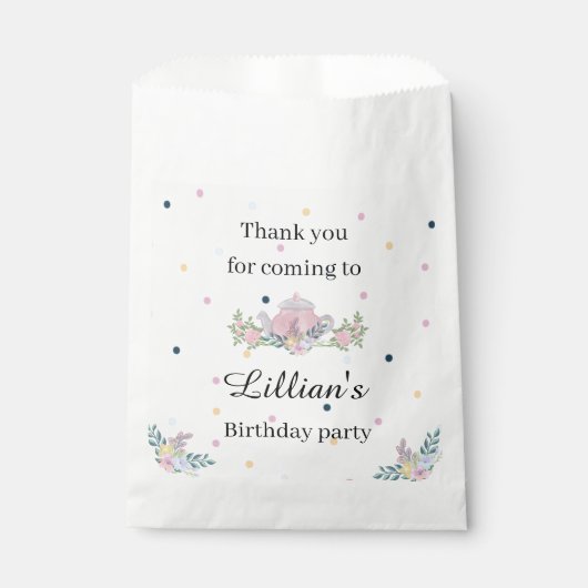 Wildflower Tea Party verjaardagsfeest bloemengunst Bedankzakje (Voorkant)