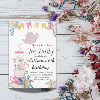 Wildflower Tea Party verjaardagsfeest bloemenuitno Kaart