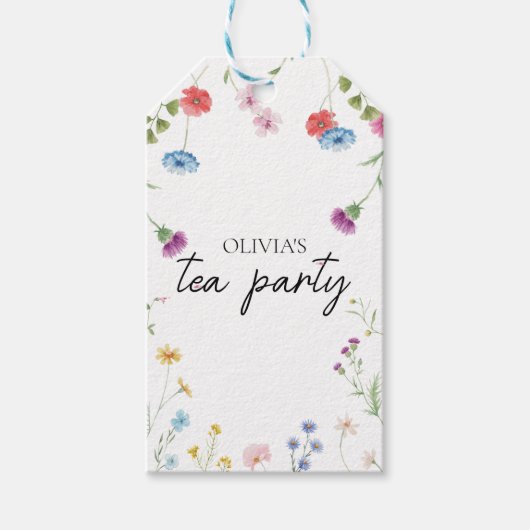 Wildflower Tea Party Vrijgezellenfeest Cadeaulabel (Voorkant)