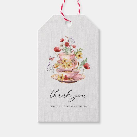 Wildflower Tea Party Vrijgezellenfeest Favor Cadeaulabel (Voorkant)