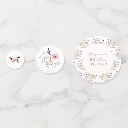 Wildflower Tea Party Vrijgezellenfeest Foto Confetti (Voorkanten)