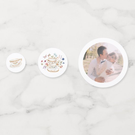 Wildflower Tea Party Vrijgezellenfeest Foto Confetti (Achterkanten)