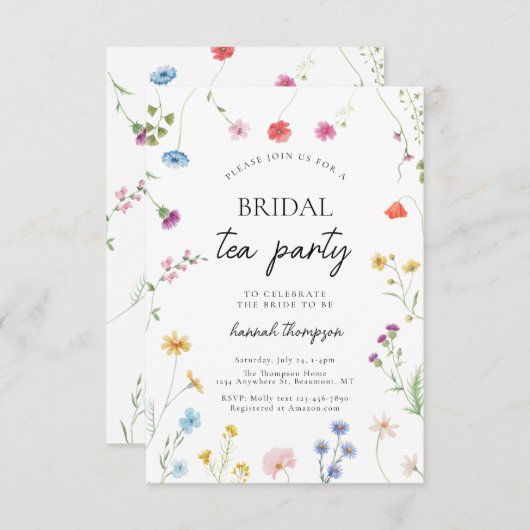 Wildflower Tea Party Vrijgezellenfeest Kaart (Voorkant / Achterkant)