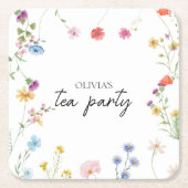 Wildflower Tea Party Vrijgezellenfeest Kartonnen Onderzetters (Voorkant)