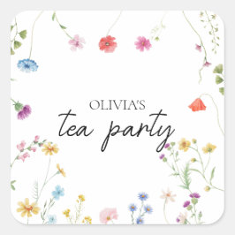 Wildflower Tea Party Vrijgezellenfeest Vierkante Sticker