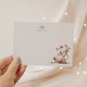 Wildflower Tea Party Waterverf Tea Initiaal Notitiekaartje