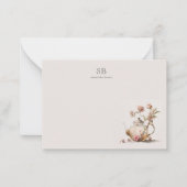 Wildflower Tea Party Waterverf Tea Initiaal Notitiekaartje (Voorkant)