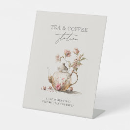 Wildflower Tea Party Waterverf Vrijgezellenfeest t Reclamebord Met Voetstuk