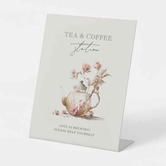 Wildflower Tea Party Waterverf Vrijgezellenfeest t Reclamebord Met Voetstuk (Voorkant)