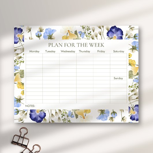 Wildflower tearaway wekelijkse planner notitieblok