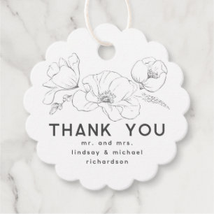 Wildflower Tekening Elegant Dank u Bedankjes Labels