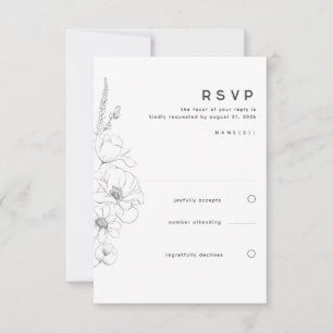 Wildflower Tekening Elegant Minimal Wedding RSVP