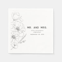 Wildflower Tekening Elegante bruiloft Mr en Mrs