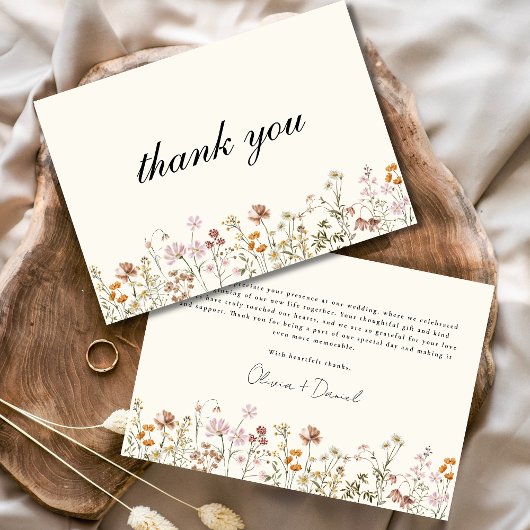 Wildflower Terracotta Beige Boho Wedding Bedankkaart