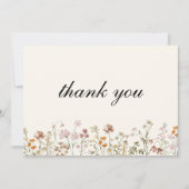 Wildflower Terracotta Beige Boho Wedding Bedankkaart (Voorkant)
