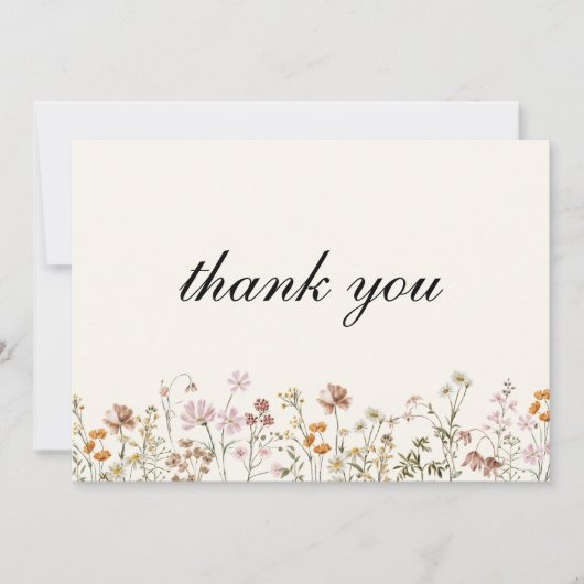 Wildflower Terracotta Beige Boho Wedding Bedankkaart (Voorkant)
