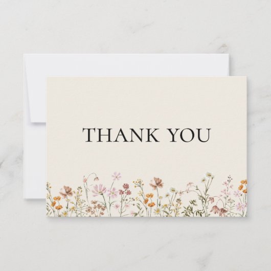 Wildflower Terracotta Beige Boho Wedding Bedankkaart (Voorkant)