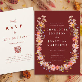 Wildflower Terracotta Beige Fall Wedding Kaart