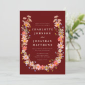 Wildflower Terracotta Beige Fall Wedding Kaart (Staand voorkant)