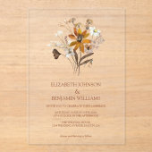 Wildflower Terracotta Boho Chic Garden Wedding Acryl Uitnodigingen (Voorkant)