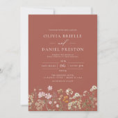 Wildflower Terracotta Boho Garden Wedding Kaart (Voorkant)
