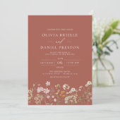 Wildflower Terracotta Boho Garden Wedding Kaart (Staand voorkant)