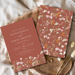 Wildflower Terracotta Boho Garden Wedding Kaart